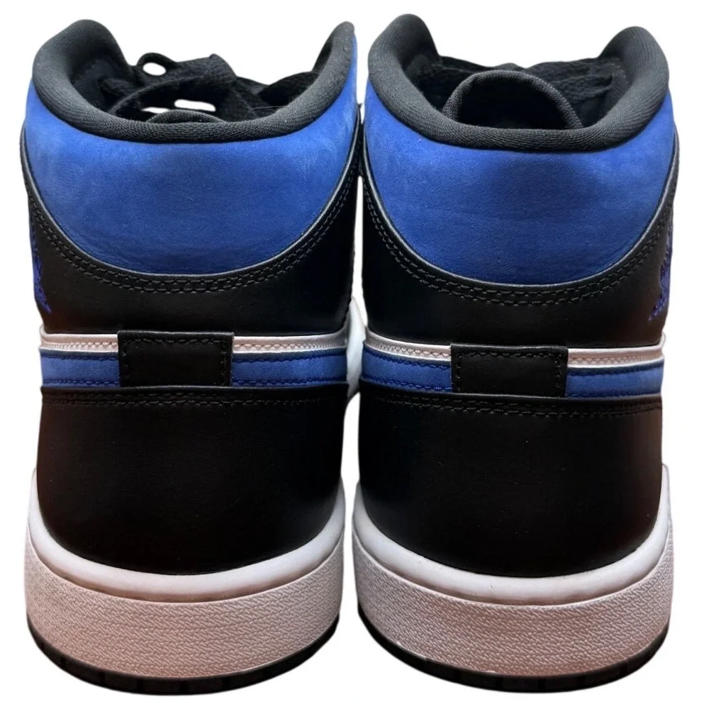 Air Jordan 1 Mid Signal Blue Black White Sneakers 554724-140 Mens Size 10